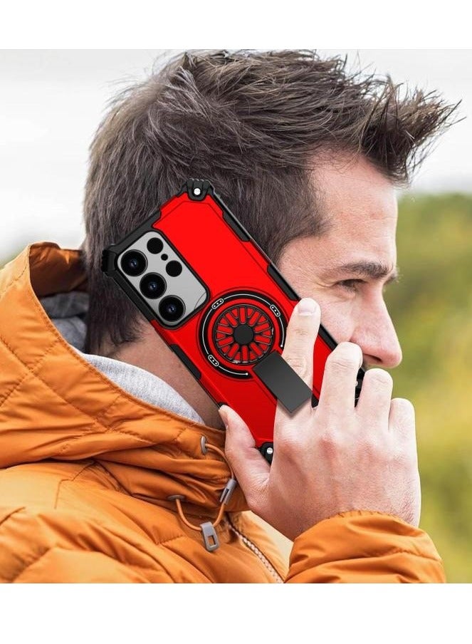 MagSafe Phone Case For Samsung Galaxy S25 Ultra 5G Shockproof Kickstand Metallic Shaft, Ultra Rugged Magsafe Fidget Ring Armor Cover - Image 4