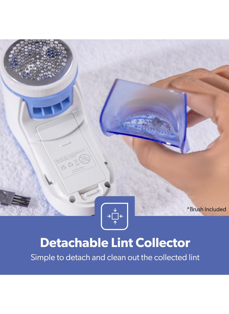 GEEPAS - Lint Remover, 2 Pc AA Battery, Detachable Dust Box, Stainless Steel Mesh & Blade, Protect Clothes Securely, Push Type Electronic Switch, Child Protection, Large Capacity Transparent Container - Image 1
