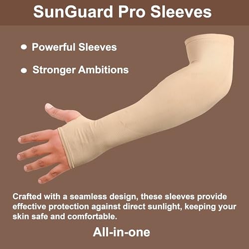 SNMMIFER UV Protection Arm Sleeves with Thumb Holes, Nylon Sun Protection Hand Cover for Running and Cycling, Unisex (1 Pair-Skin) - Image 2