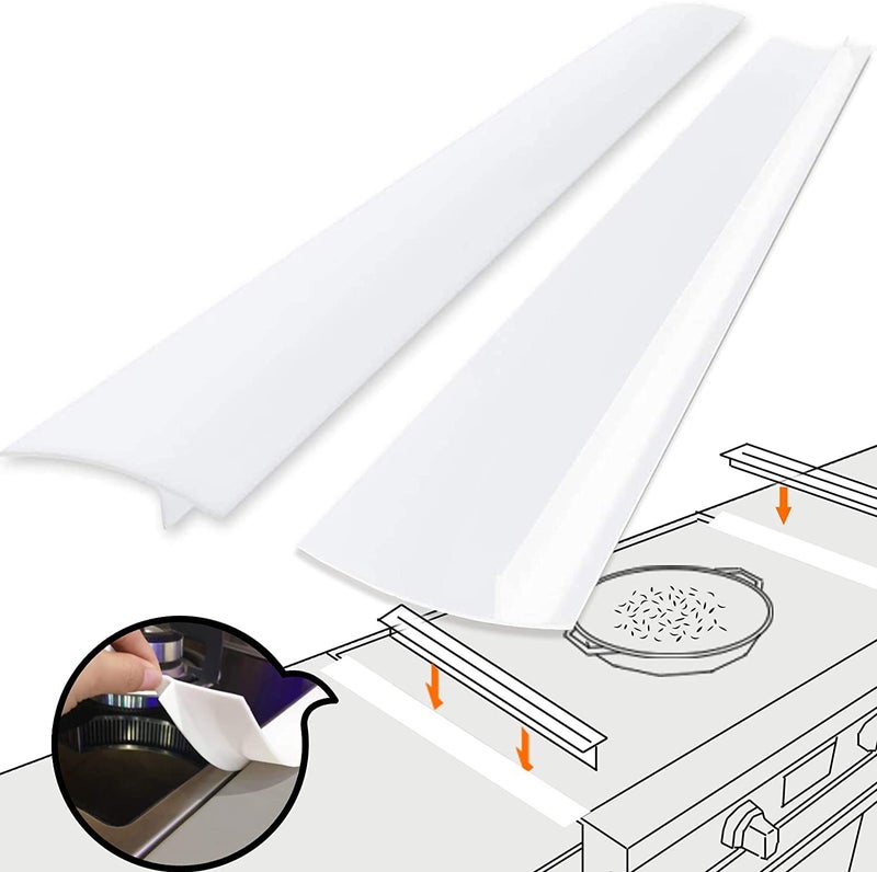 Silicone Gap Cover 2 Pack Silicone Gap Stopper Kitchen Stove Counter Gap Covers Flexible Stove Space Fillers Food Grade 21inches White