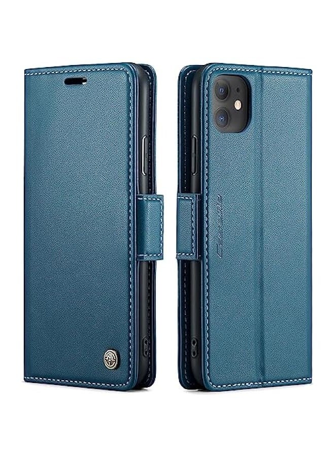 Premium Leather Wallet Case for iPhone 11 - Blue - Image 1