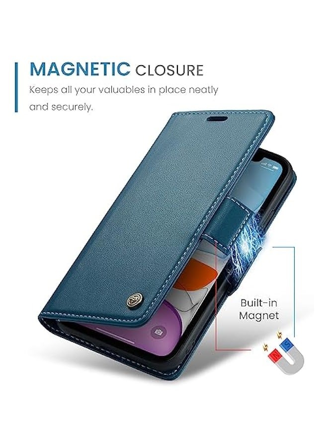 Premium Leather Wallet Case for iPhone 11 - Blue - Image 5