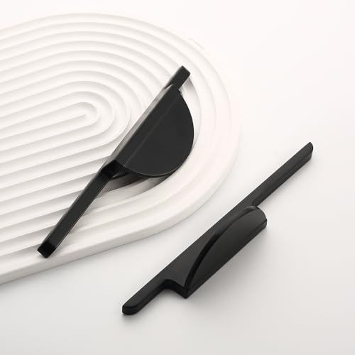 9BUILD 4 Pack Matte Black Cabinet Pulls 212 inch 64mm Hole Center Kitchen Cabinet Handles Half Moon Cabinet Hardware Black Kitchen Handles for Cabinets - Image 3