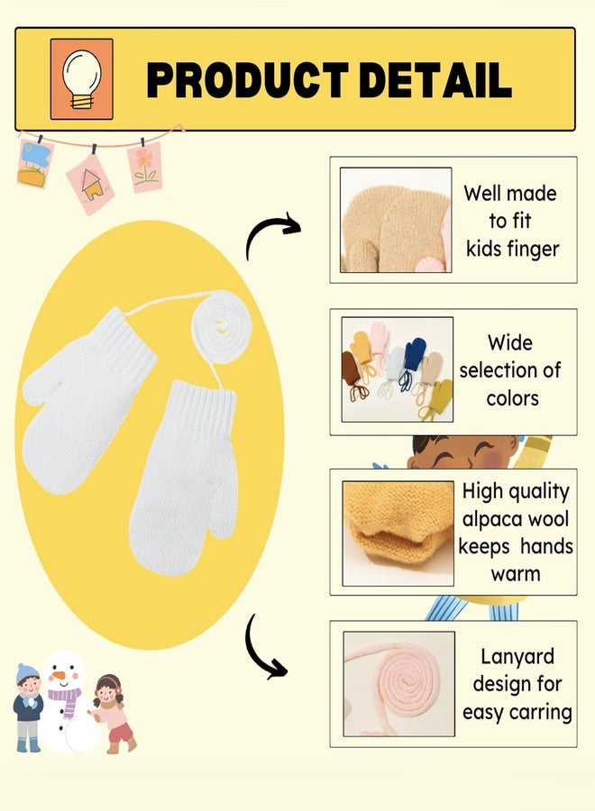 PLZSITDOWN Toddler Winter Mittens Solid Knitted Cold Protection Magic Gloves Mitten for Boys Girls White - Image 2