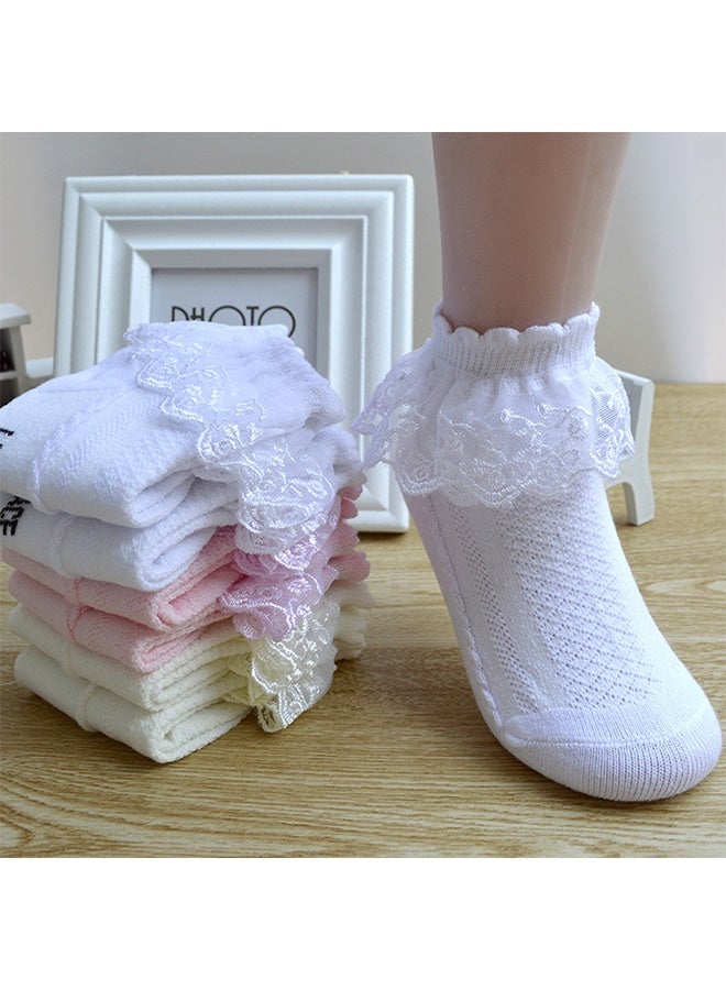 2 Pairs Girls White Ruffle Socks - Lace, Frilly, Princess Dress Socks - Image 5