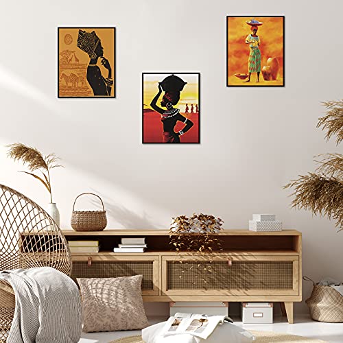 Tenare 9 Pieces Canvas African American Wall Decor Black African Woman Wall Painting Black Art Pictures Retro Ethnic Ancient Poster Unframed, 8 x 10 Inch - Image 4