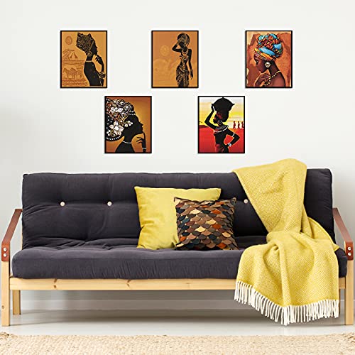 Tenare 9 Pieces Canvas African American Wall Decor Black African Woman Wall Painting Black Art Pictures Retro Ethnic Ancient Poster Unframed, 8 x 10 Inch - Image 5