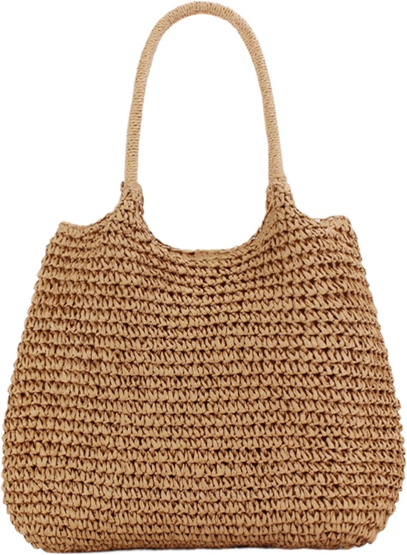 Bolsa de playa de paja, 15.8x14.2 Bolsa de paja tejida de gran capacidad, bolso de paja de mano/hombro, bolsas de paja retro para mujeres, bolso femenino - Image 1