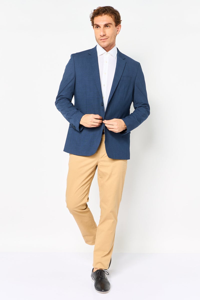 Celio Men Regular Fit Checkered Casual Blazer, Dark Slate Blue - Image 3