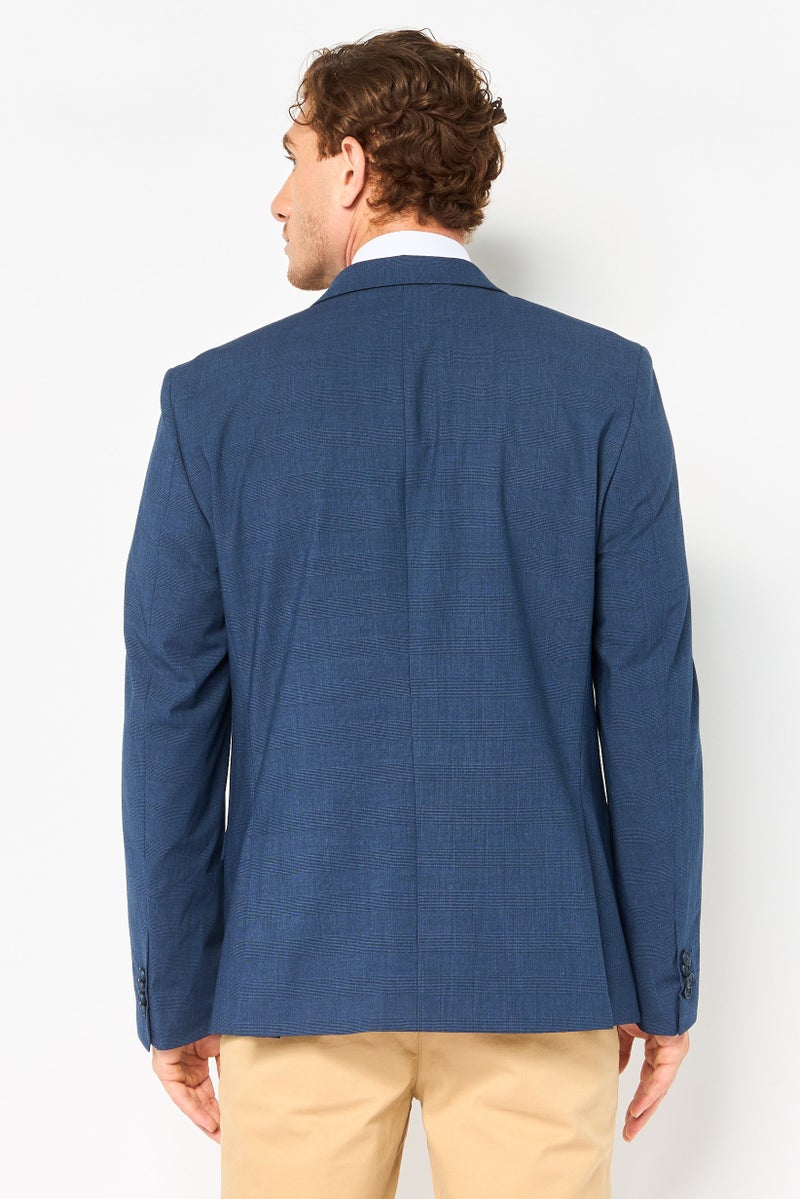 Celio Men Regular Fit Checkered Casual Blazer, Dark Slate Blue - Image 2