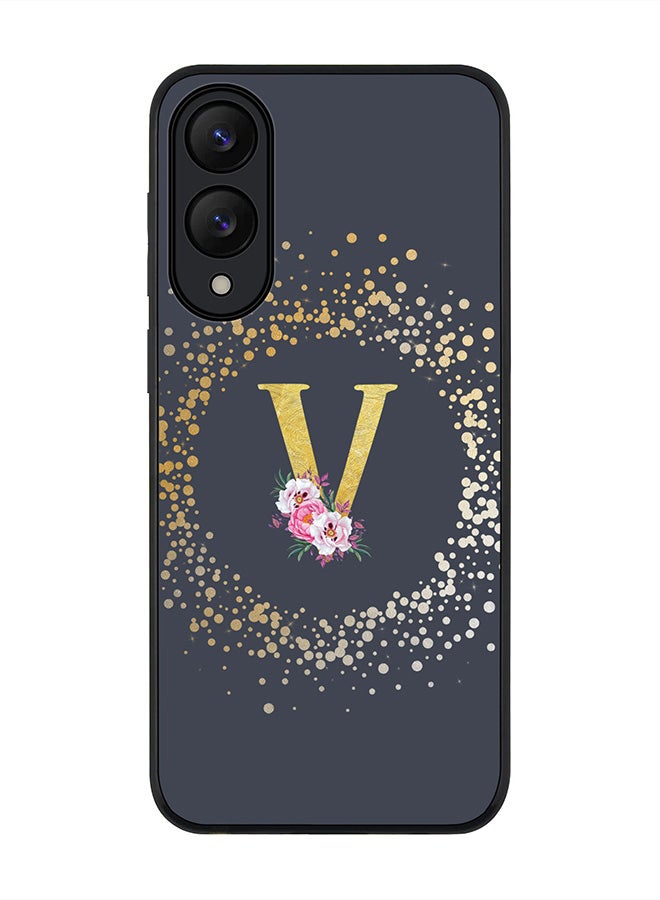 Stylizedd For Samsung Galaxy S25 Edge Case,Slim fit Camera Protection, Shockproof Thin Phone cover  - Custom Monogram Floral - V  (Grey )