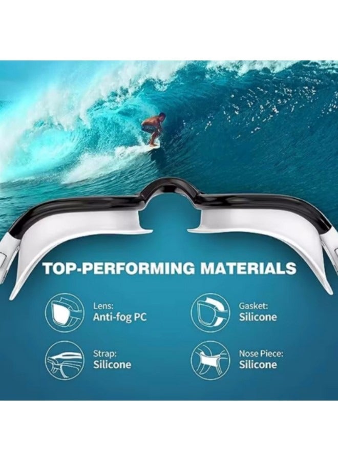 GGEROU Swimming Cap with Swim Goggles, Swimming Goggles Swimming Cap Set for Adults,UV Protection Lenses Clear Anti-Fog Swim Goggles,Silica Gel Waterproof Swimming Cap, Black - Image 4