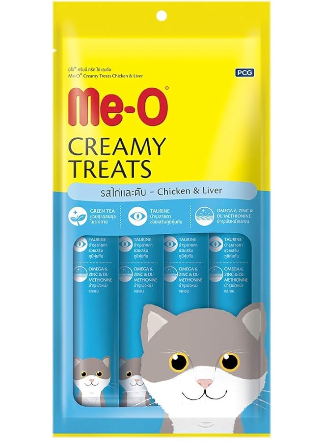 Me-O Cat Treats Creamy Chicken Flavor 4 X 15 G - Image 1