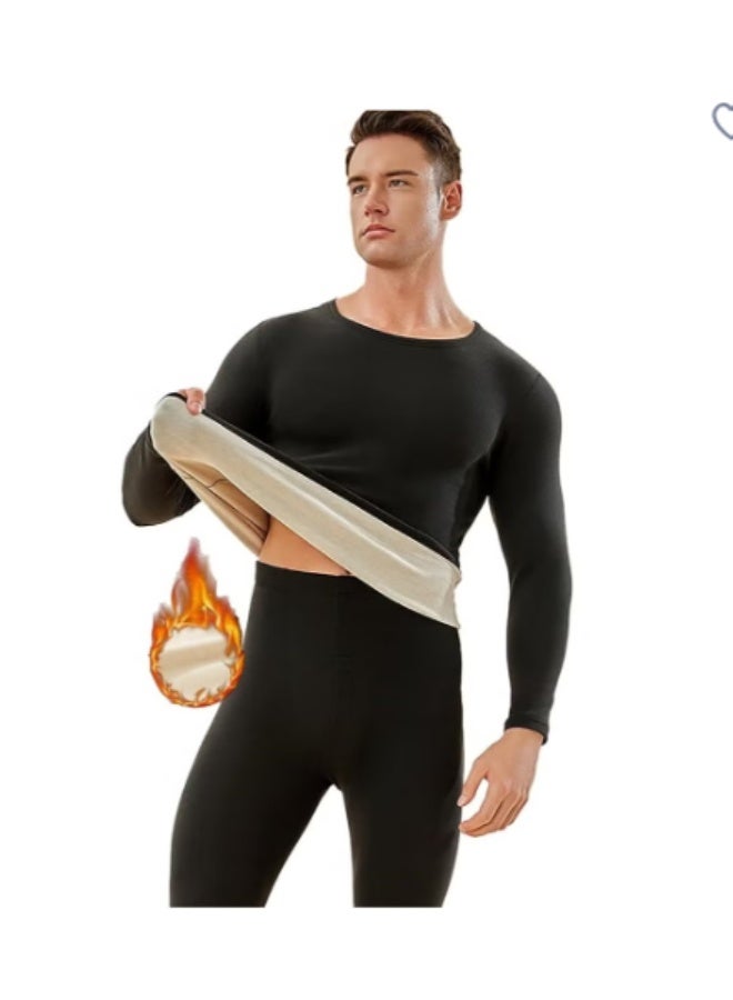 Men's Thermal Underwear Set Long Johns Ultra Soft Fleece Lined Base Layer Set for Cold Weather Thermal Underwear for Men Long Sleeve Pajama Top and Bottom Set