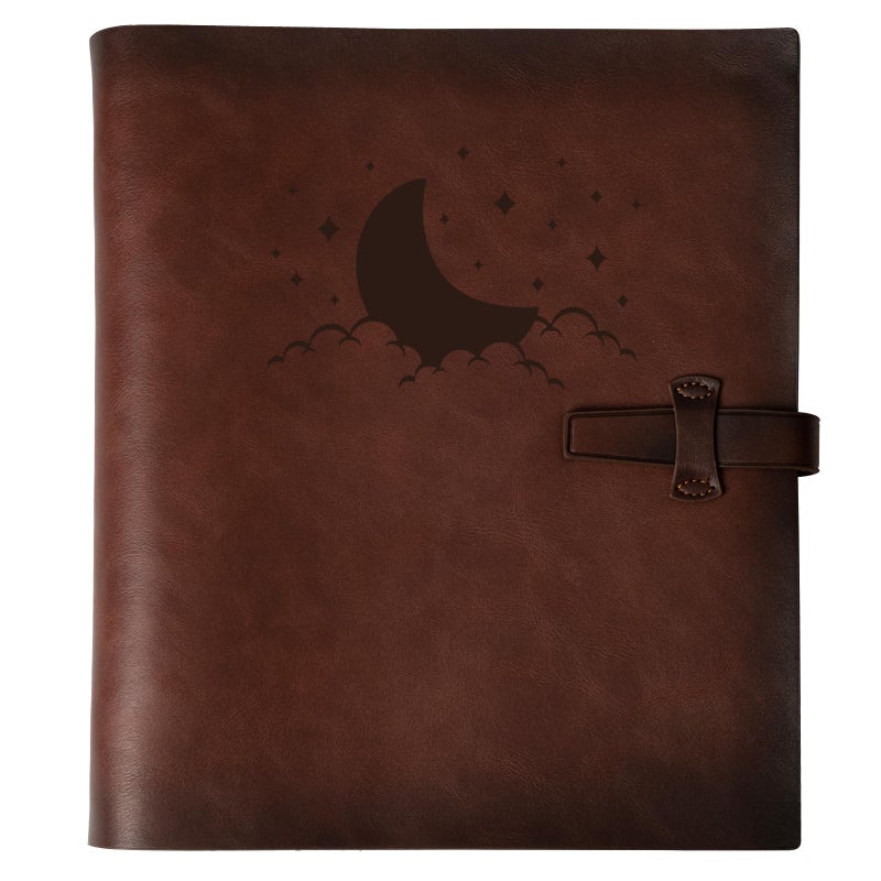 NEONSIGNS Photo Album 4X6 200 Photos  Genuine Leather Photo Albums With Writing Space With 30 Writing Paper  Travel Family Wedding Kids Graduation Ultrasound Baby Picture Album Scrapbook Photo Album (Moon) - Image 1