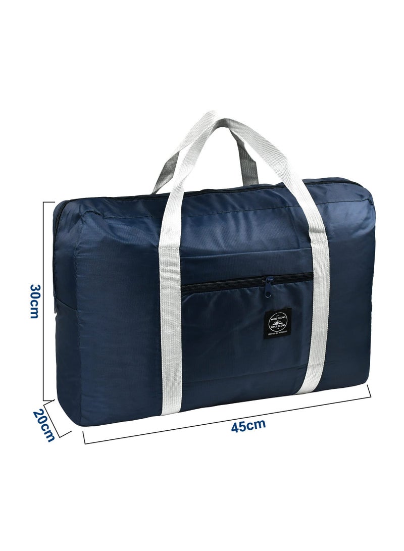 SYOSI Large Capacity Travel Bag, Portable Travel Bag Foldable Travel Bag Waterproof Weekender Bag Clothes Storage Bag Tear-resistant Travel Bag Water-Resistant Duffle Bag for Women and Men(Dark blue)  - Image 4