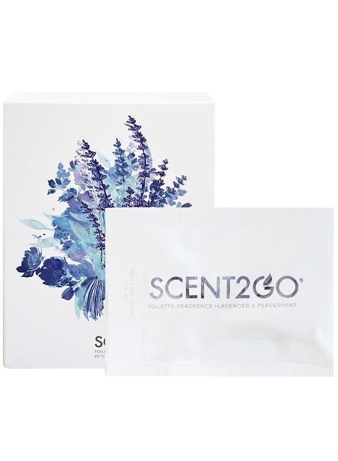 Scent2Go Toilette Fragrance Dissolvable Powder - Discreet Travel Size Packet - 20 Pack - Leak Proof - Natural Odor Eliminator - Lavender + Peppermint Scent - Image 2