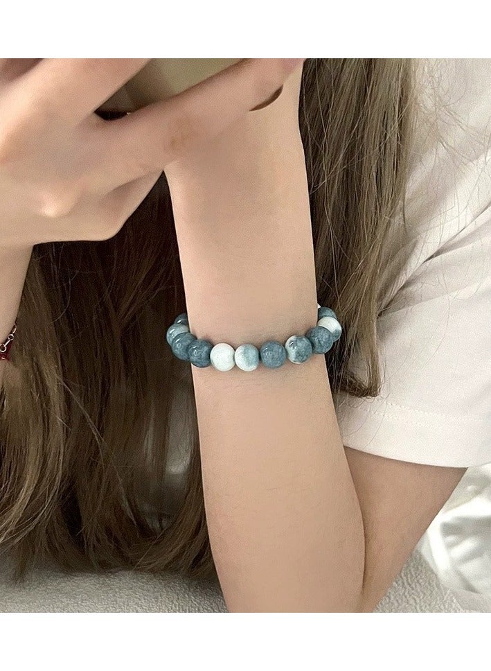 Goolsky Blue Beaded Bracelet for Women – Dainty Luxe Handmade Jewelry, Elegant Minimalist Wrist Accessory