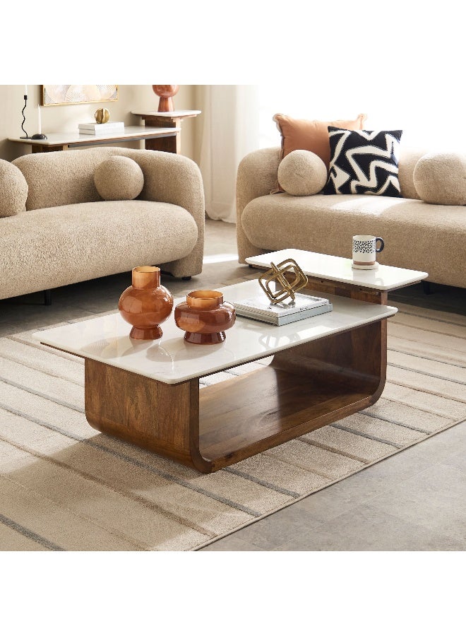 Home Box Ashton Genuine Marble Top Coffee Table with Solid Wood Base - Image 1