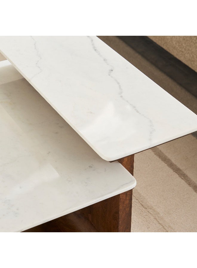 Home Box Ashton Genuine Marble Top Coffee Table with Solid Wood Base - Image 3