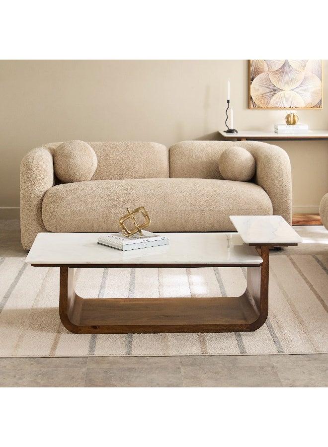 Home Box Ashton Genuine Marble Top Coffee Table with Solid Wood Base - Image 2