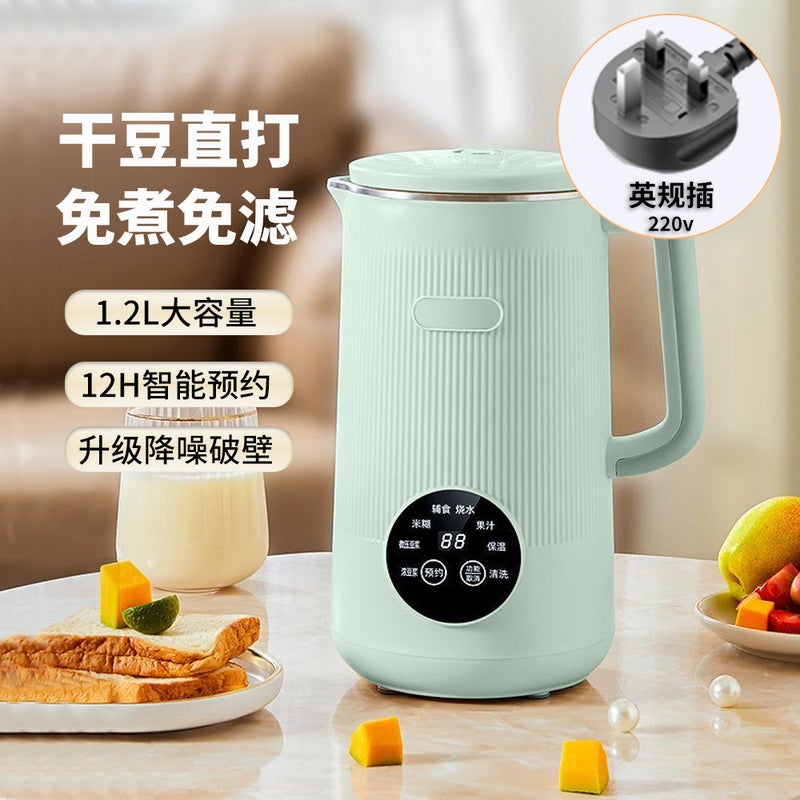Large Capacity Broken Soymilk Machine Multifunctional Household American Regulations European Regulations No Filter No Boiling Small Supplementary Food Cross-border Korean Green—uk plug—1.2l 