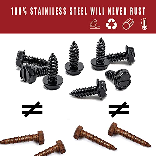 HAOBO 8Set License Plate Screws, License Plate Fastener Kit, Stainless Steel License Plate Screws, Rust and Shock Resistant License Plate Bolts for Fixing License Plates Frames or Covers on Cars, Trucks - Image 2