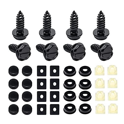 HAOBO 8Set License Plate Screws, License Plate Fastener Kit, Stainless Steel License Plate Screws, Rust and Shock Resistant License Plate Bolts for Fixing License Plates Frames or Covers on Cars, Trucks - Image 1