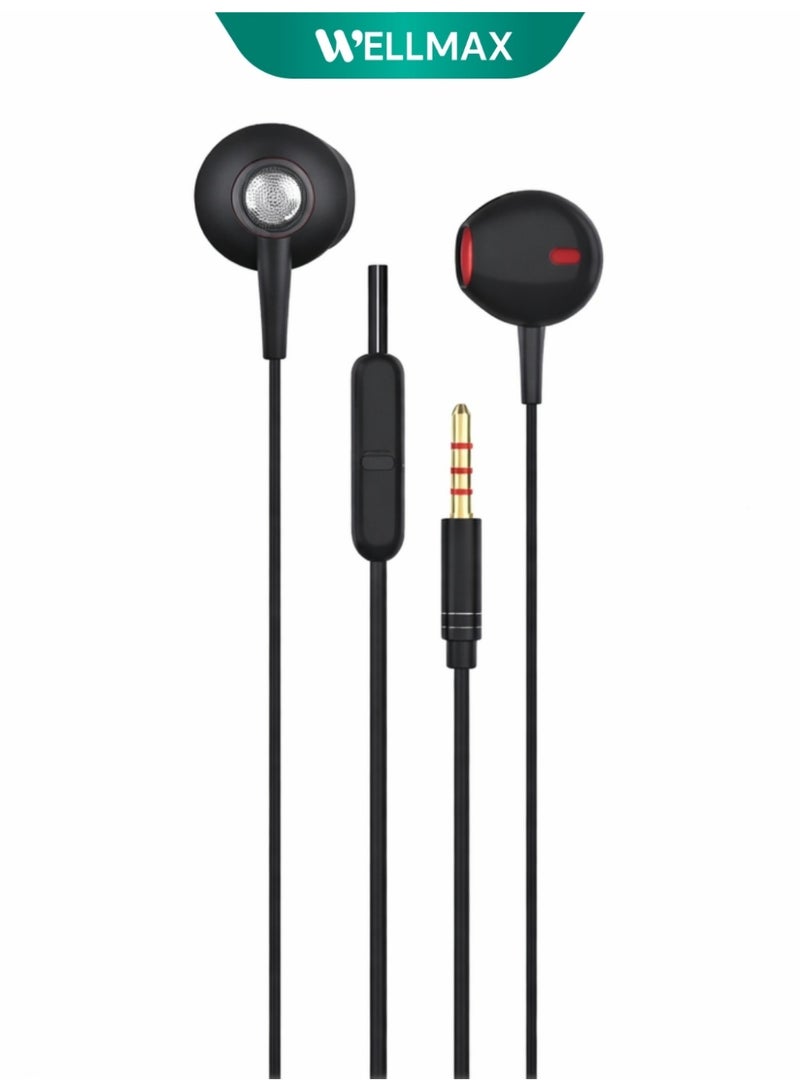 WELLMAX WM Wired Headphones with Mic Pure Voice Stereo Sound 3.5mm Headset for Music Calls Gaming Compatible with Android iPhone Laptop Comfortable Over Ear Headphones - Image 1