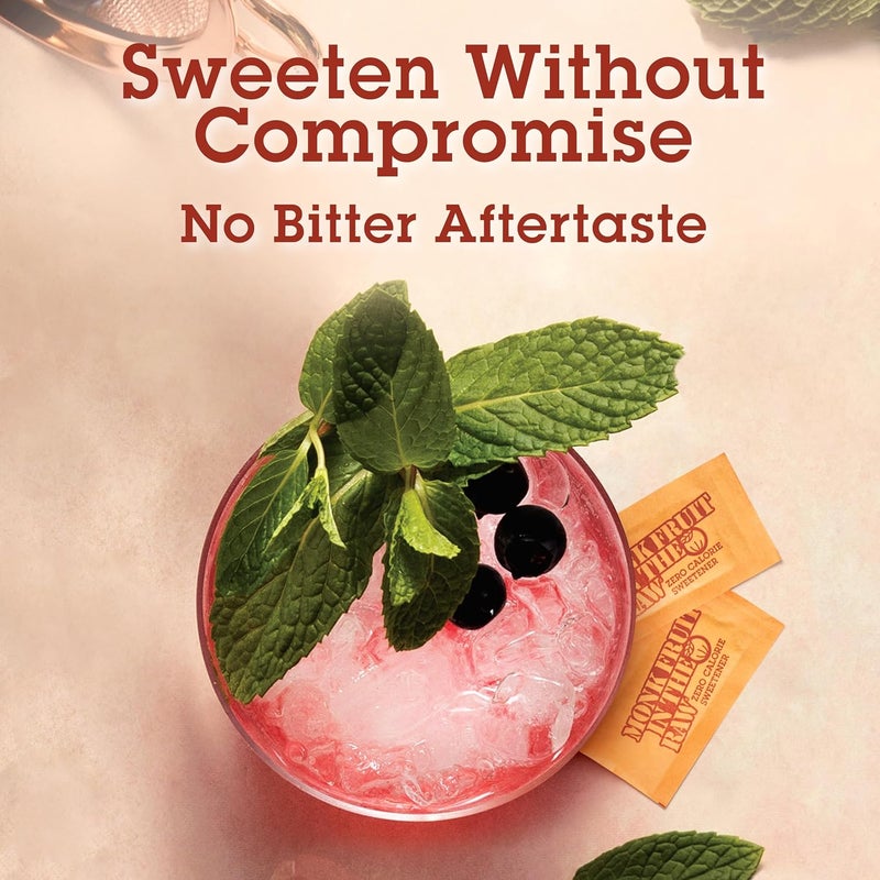 IN THE RAW MONK FRUIT IN THE RAW Natural Monk Fruit Sweetener with Erythritol, Sugar-Free, Keto, Gluten Free, Zero Calorie, Low Carb, Vegan Sugar Substitute - 40 Packets - Image 3