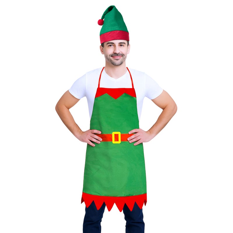 CHRISTMAS MAGIC Elf Chef Apron Set Adult Size 54x78cm - Image 2