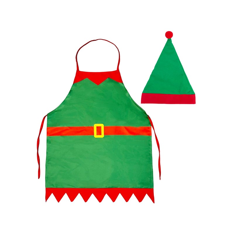 CHRISTMAS MAGIC Elf Chef Apron Set Adult Size 54x78cm - Image 1