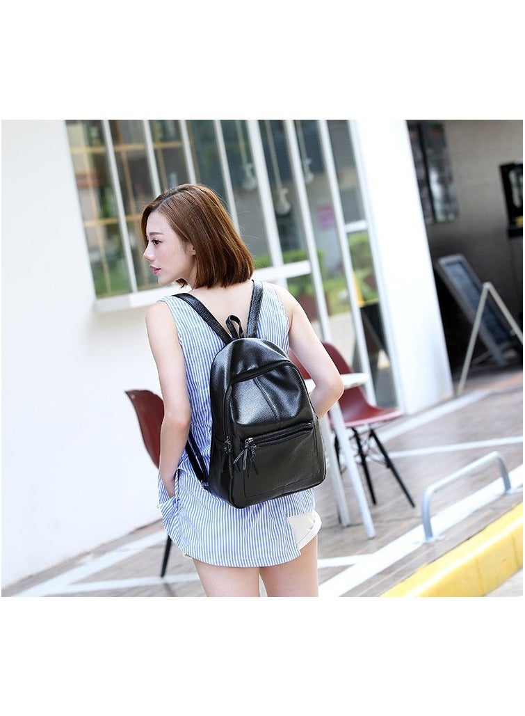 Goolsky Genuine PU Backpack Purse for Women Multi-functional Elegant Daypack Soft Leather Shoulder Bag Office, Shopping, Trip - Black - Image 2