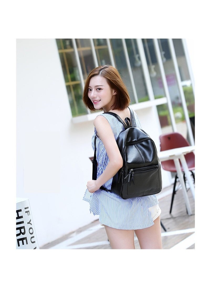 Goolsky Genuine PU Backpack Purse for Women Multi-functional Elegant Daypack Soft Leather Shoulder Bag Office, Shopping, Trip - Black - Image 3