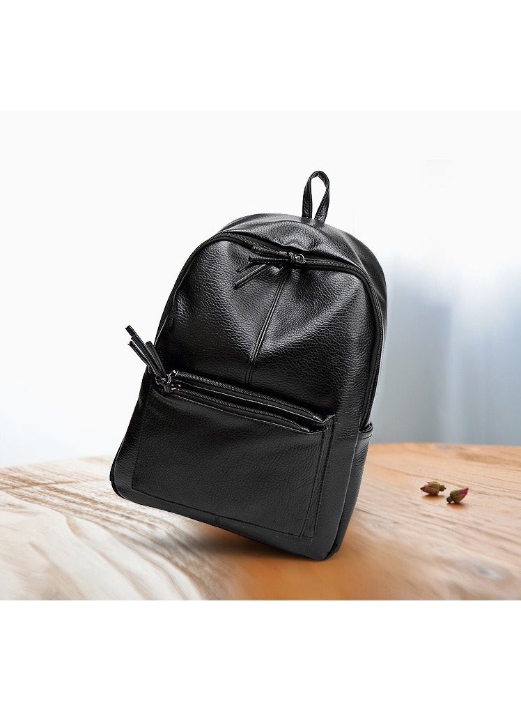 Goolsky Genuine PU Backpack Purse for Women Multi-functional Elegant Daypack Soft Leather Shoulder Bag Office, Shopping, Trip - Black - Image 1