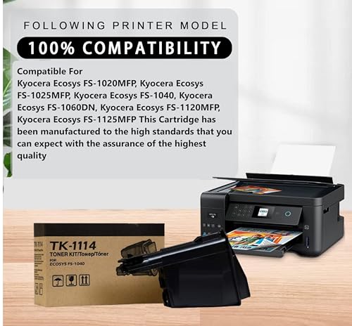 ANG TK-1114 Toner Cartridge Compatible with Kyocera Ecosys FS-1020MFP FS-1025MFP FS-1040 FS-1060DN FS-1120MFP FS-1125MFP Printers | Black Pack of 1 - Image 2