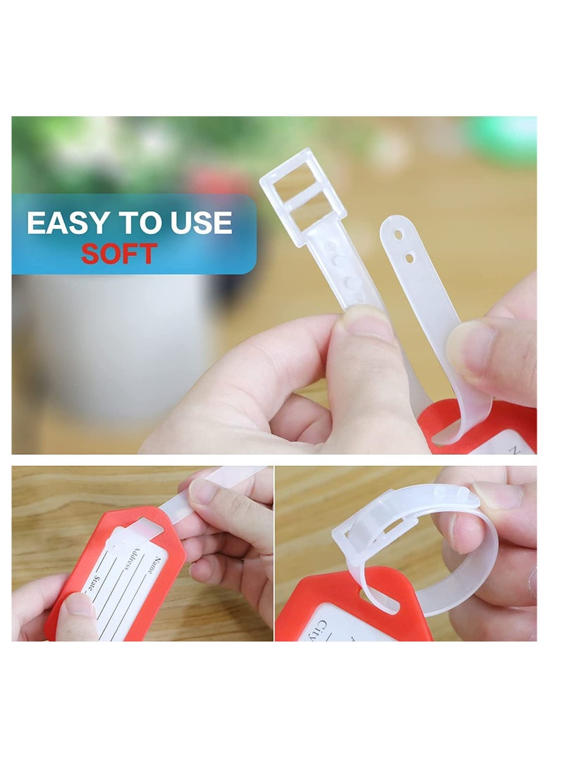 Luggage Tags with Name ID Card, Plastic Luggage Identifiers with Lanyard, Waterproof Name Tags Travel Accessories for Baggage Handbag Backpack, Colorful Personalised ID Labels 10 Pcs, 3.3x1.9 Inches - Image 4