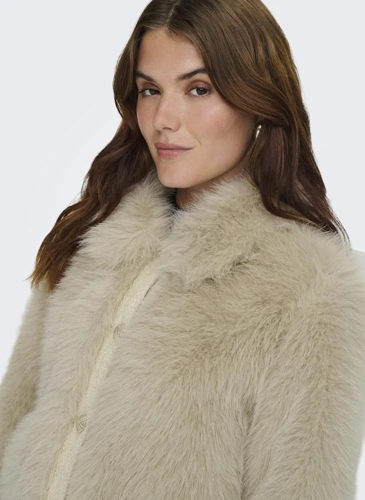 ONLY  Onlvada Life Faux Fur Detail Long Sleeve Jacket for Women | Best Price UAE