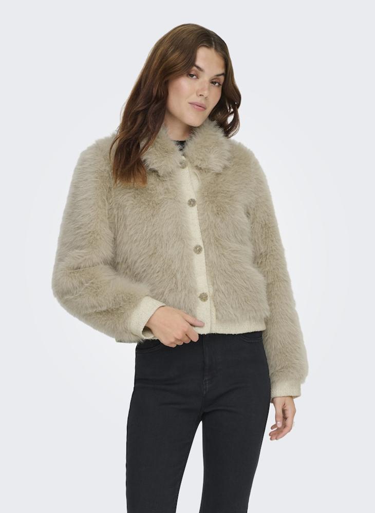 ONLY Onlvada Life Faux Fur Detail Long Sleeve Jacket - Image 1