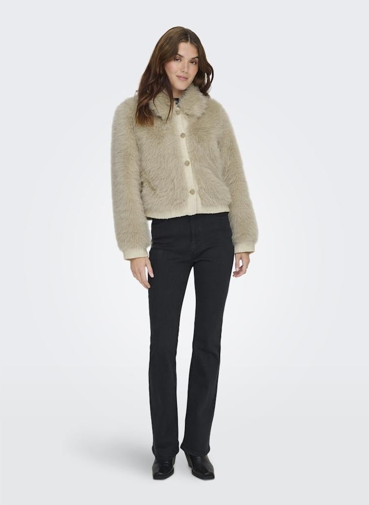 ONLY Onlvada Life Faux Fur Detail Long Sleeve Jacket - Image 5
