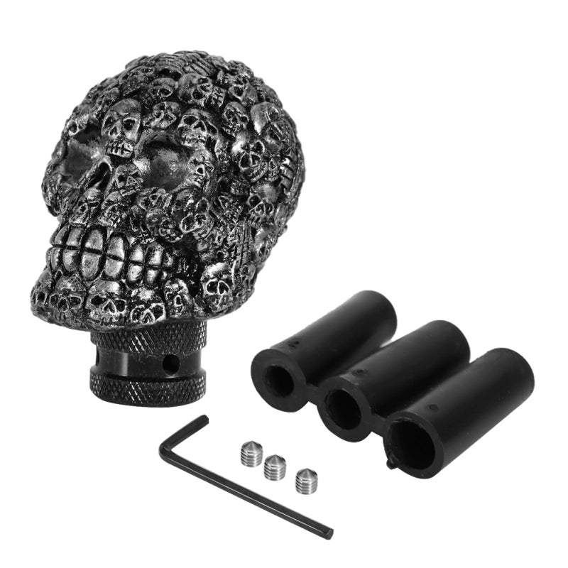 Skull Gear Shift Knob Lever Universal Manual Transmission Car Shifter - Quality Eco-Friendly Durable Material with 3 Adapters for Most Auto Vehicles - Image 1