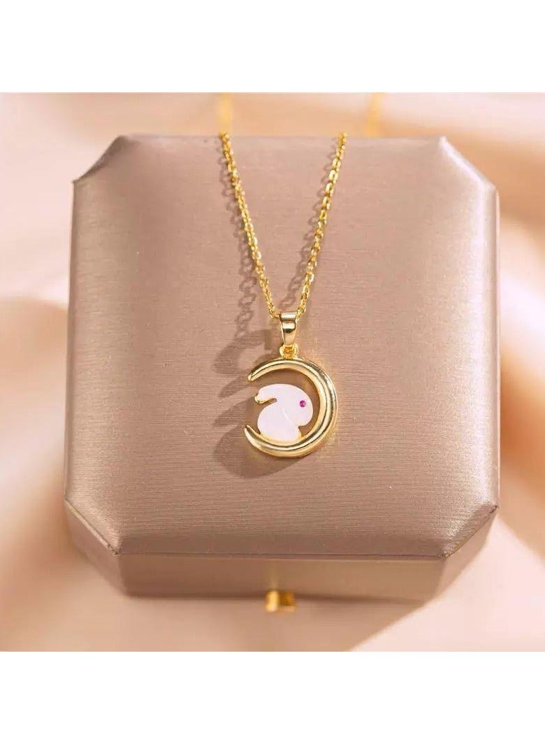 سيمهو سلسال نسائي عصري من الاستانلس ستيل مطلي باللون الذهبي - Image 3