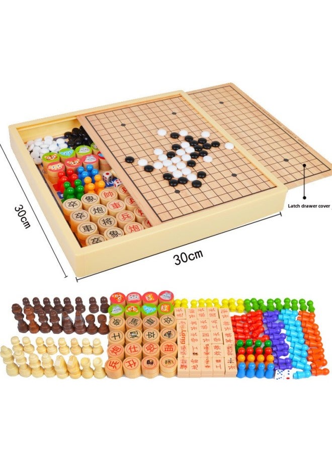 null - Children's Flying Chess Checkers Multi-functional One Chessboard Gobang Go Cards Colosseum Chess Combination Educational Toys-Color:Three-in-one C  Medium 30x30cm - Image 1