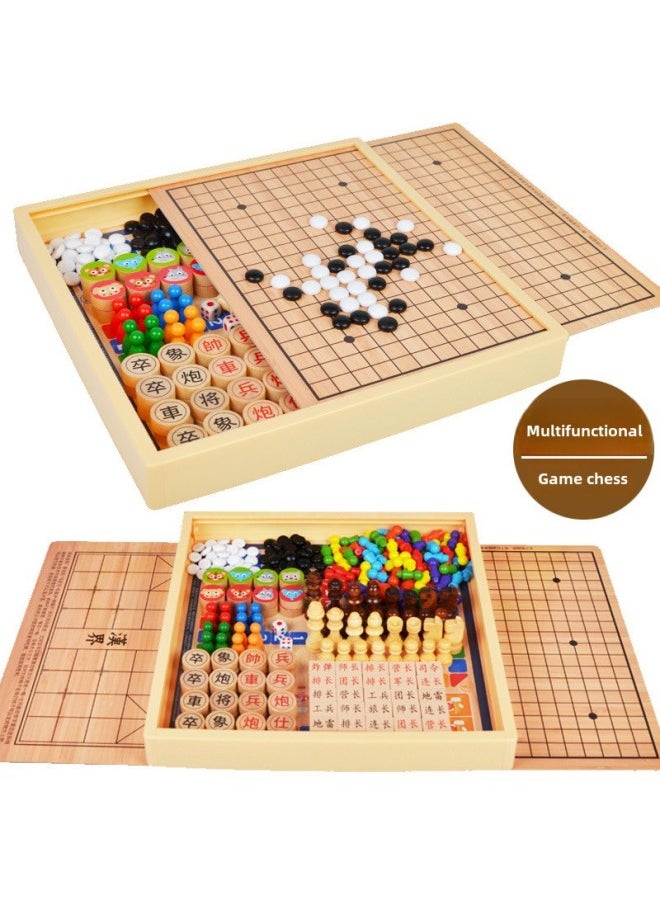 null - Children's Flying Chess Checkers Multi-functional One Chessboard Gobang Go Cards Colosseum Chess Combination Educational Toys-Color:Three-in-one C  Medium 30x30cm - Image 1