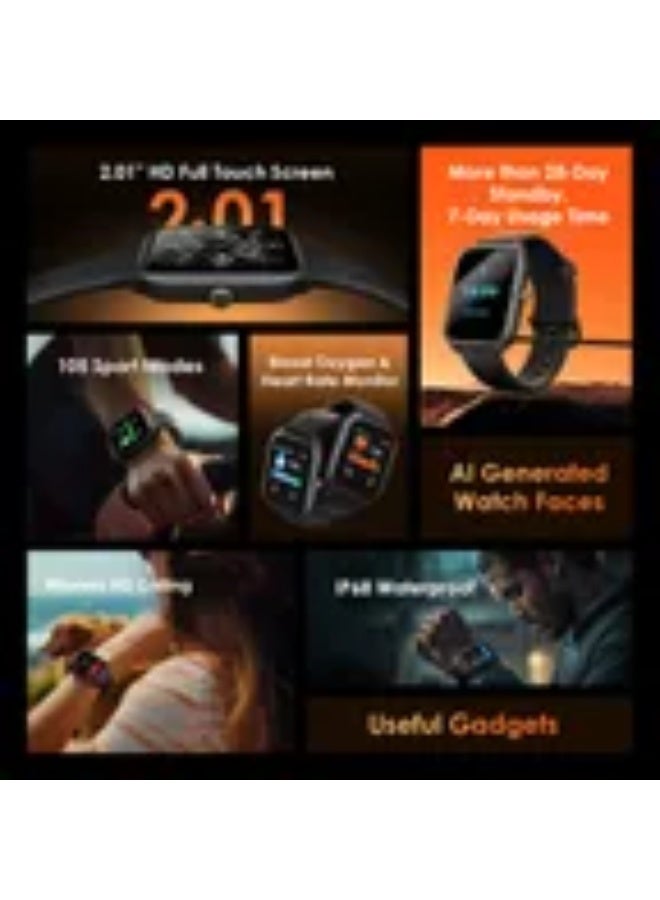 أورايمو ساعة oraimo Watch 5 Lite الذكية - شاشة HD بحجم 2.01 بوصة - مكالمات بلوتوث - مقاومة للماء IP68 - OSW-804 - Image 4