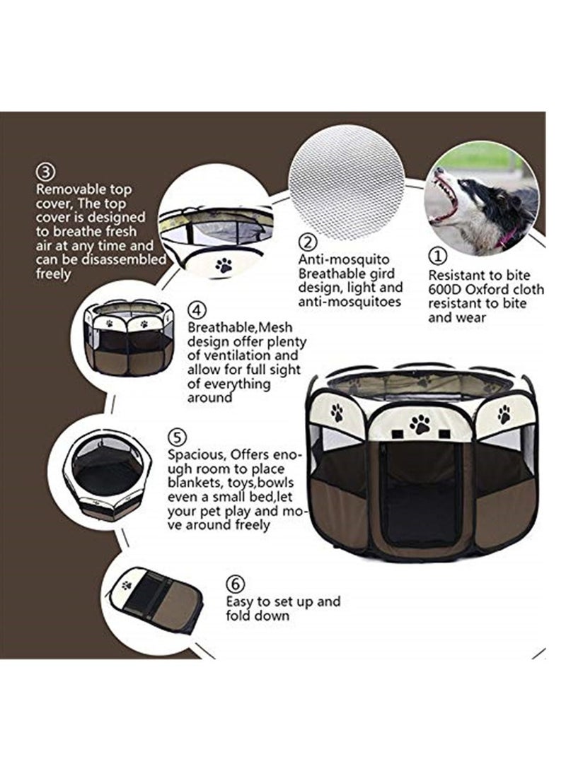 Portable Pet House utdoor Detachable Folded Waterproof Octagonal Pet Dog Cat Kennel - M - Image 4