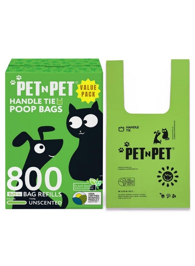 بت آن بت أكياس فضلات الكلاب غير المعطرة من Pet N Pet، 800 كيس، بمقابض ربط، 38% نباتية و62% بولي إيثيلين، أكياس براز للكلاب، أكياس براز سميكة للغاية للكلاب، أكياس نفايات الحيوانات الأليفة - Image 1