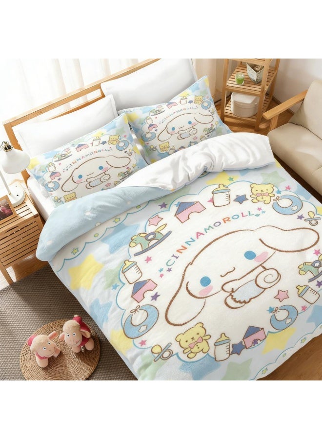 Sanrio Cartoon Sanrio Cinnamoroll 3-Piece Bedding Set Including Bedspread and Two Pillowcases (Bedspread Size 150cm x 200cm) - Image 2