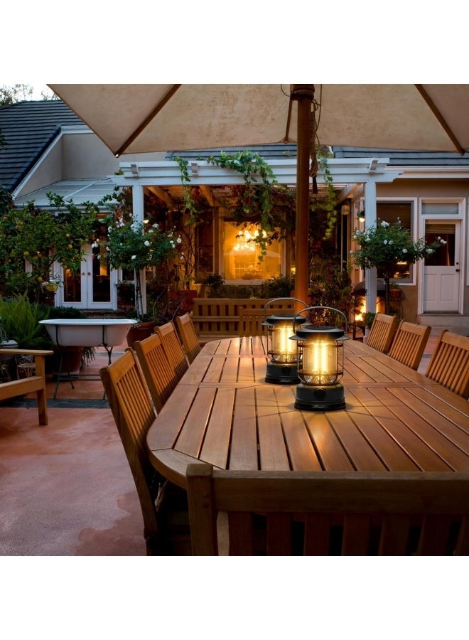 Hellobox Solar Camping Lantern, USB Rechargeable Retro Dimmable Horse Camp Lamp Outdoor Waterproof Vintage Portable Tent Light for Indoor Outages Hiking Emergency (Black) - Image 3