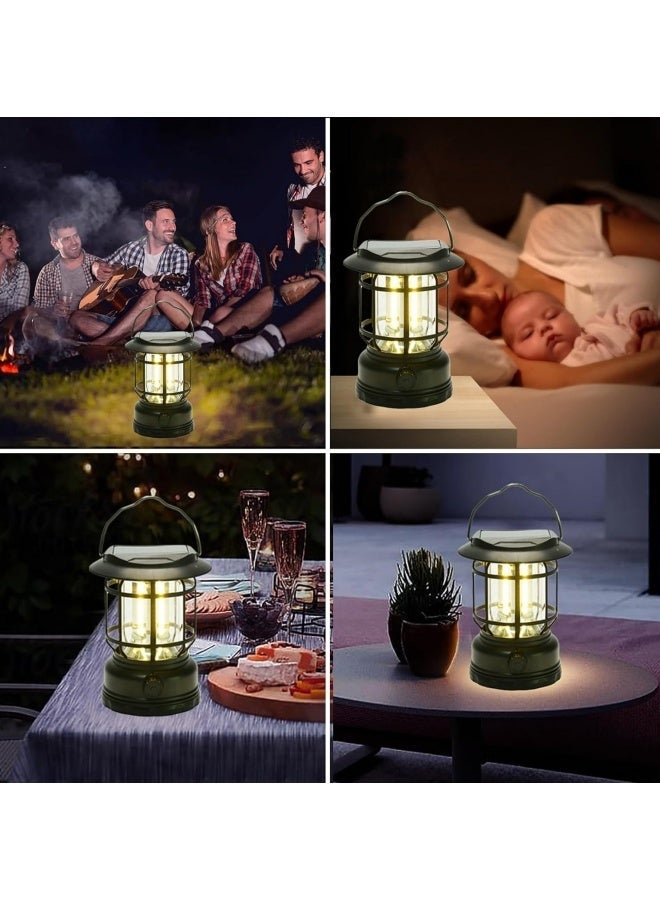 Hellobox Solar Camping Lantern, USB Rechargeable Retro Dimmable Horse Camp Lamp Outdoor Waterproof Vintage Portable Tent Light for Indoor Outages Hiking Emergency (Black) - Image 5